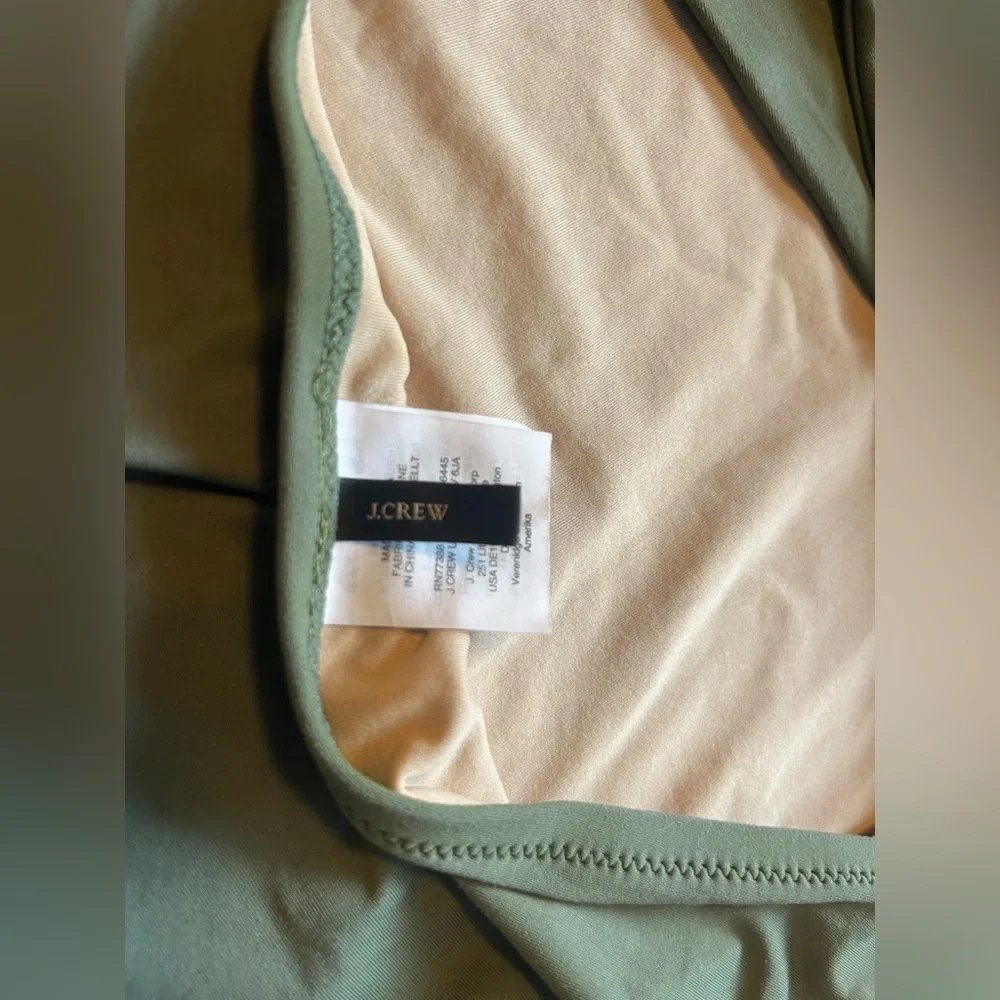 J. Crew One Piece Bandeau Criss Cross Back Swimsuit Sz 8 Safari Green